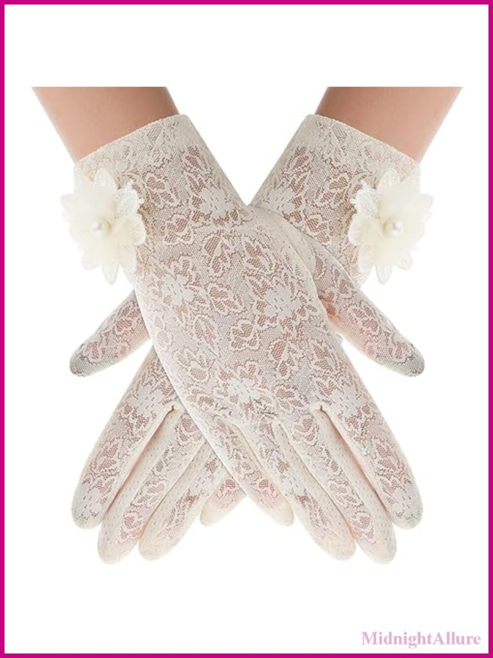 Lace Floral Embroidered Gloves Tea Party Bridal Wedding Opera Prom